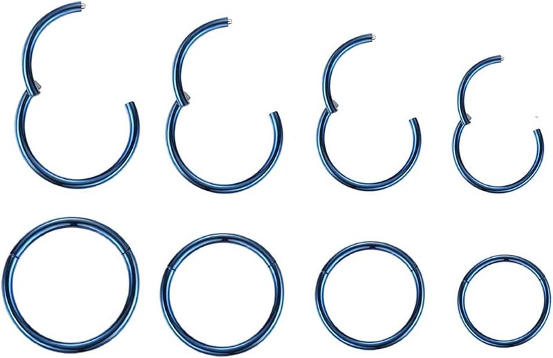 HQLA 4Pairs/Pcs 18G Surgical Steel Hinged Clicker Segment Nose Rings Hoop Helix Cartilage Daith Tragus Sleeper Earrings Body Piercing for Women Men 6mm 8mm 10mm 12mm - Image 1